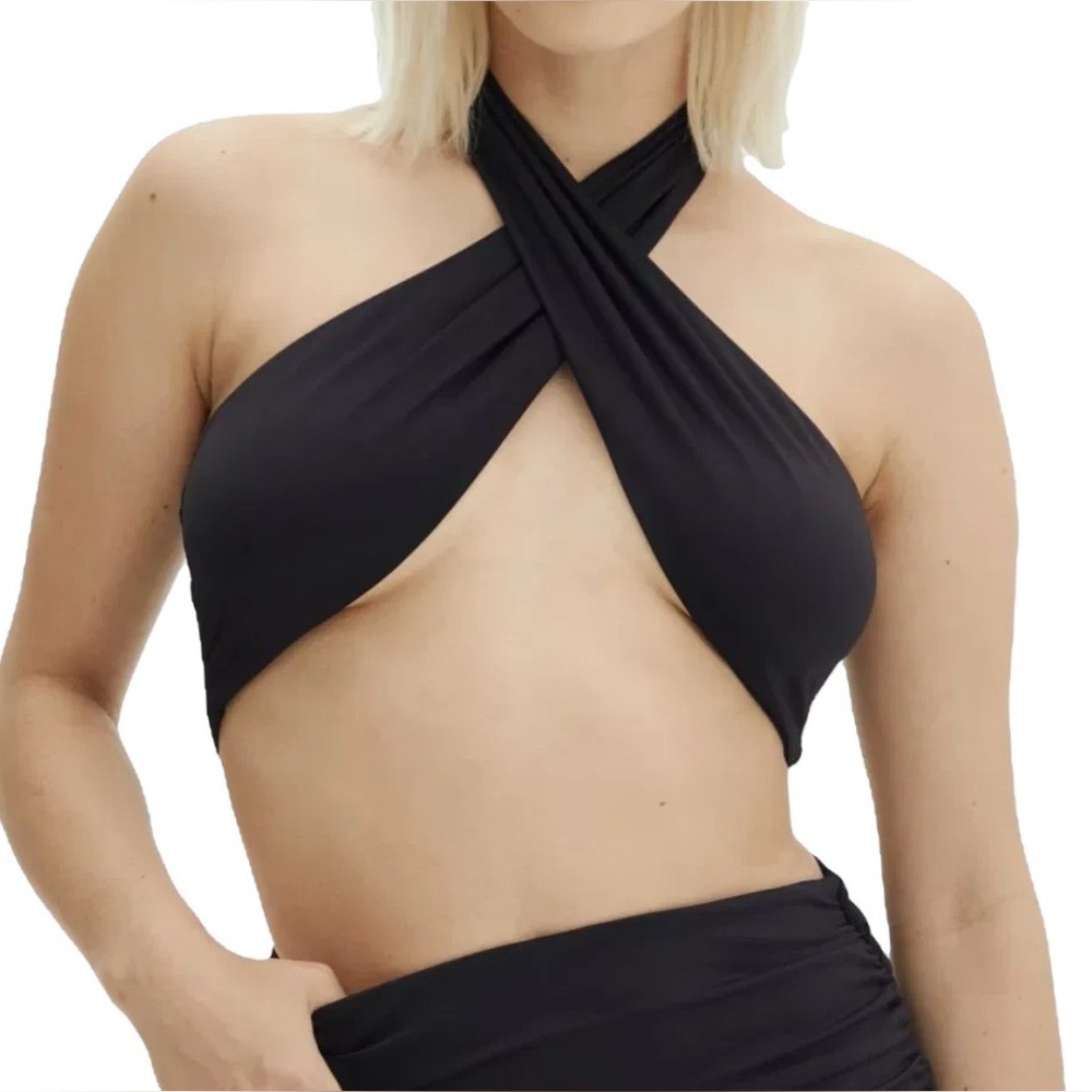 GLASSONS Black Halter Wrap Top